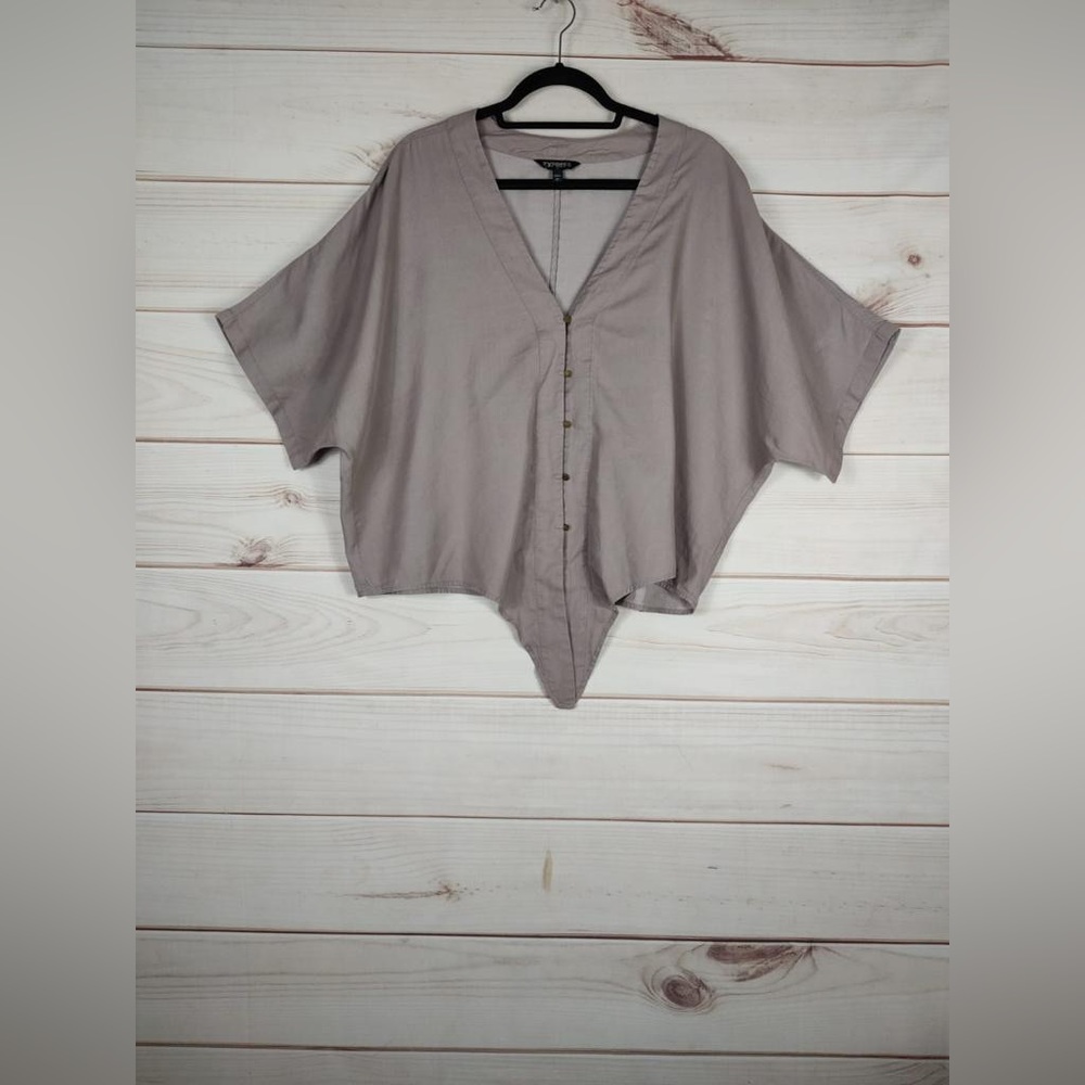 Express L Button Up Tie Bottom Front Shirt Woman … - image 1